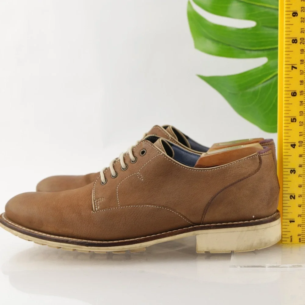 Ted Baker Mens Tich Oxford Size 8 Brown Leather Plain Toe Lug Sole Casual Shoes